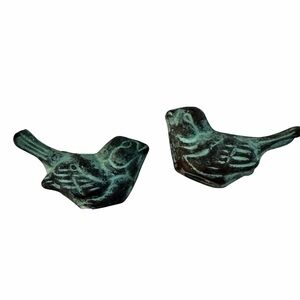 Vintage Green and Brown Bird Sculptures